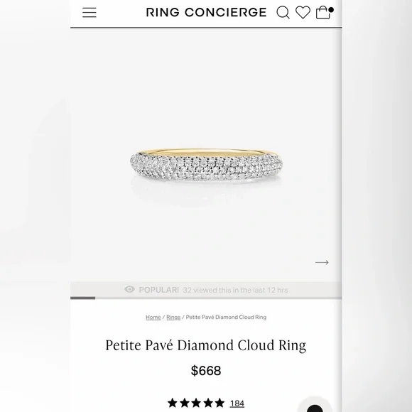 Ring Concierge Petite Cloud Ring Pavé diamond with yellow gold. - Picture 2 of 6